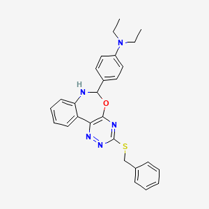 molecular formula C27H27N5OS B5467476 4-[3-(benzylthio)-6,7-dihydro[1,2,4]triazino[5,6-d][3,1]benzoxazepin-6-yl]-N,N-diethylaniline 