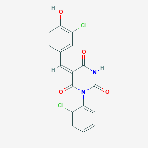 (5E)-5-[(3-chloro-4-hydroxyphenyl)methylidene]-1-(2-chlorophenyl)-1,3-diazinane-2,4,6-trione