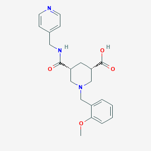 molecular formula C21H25N3O4 B5467558 (3S*,5R*)-1-(2-methoxybenzyl)-5-{[(4-pyridinylmethyl)amino]carbonyl}-3-piperidinecarboxylic acid 