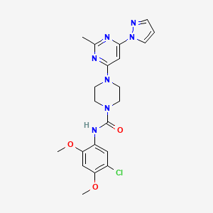 molecular formula C21H24ClN7O3 B5467587 N-(5-chloro-2,4-dimethoxyphenyl)-4-[2-methyl-6-(1H-pyrazol-1-yl)-4-pyrimidinyl]-1-piperazinecarboxamide 