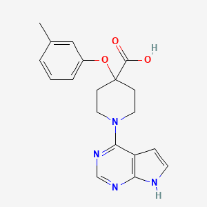 molecular formula C19H20N4O3 B5467604 4-(3-methylphenoxy)-1-(7H-pyrrolo[2,3-d]pyrimidin-4-yl)piperidine-4-carboxylic acid 