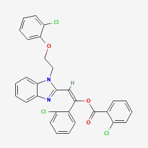 molecular formula C30H21Cl3N2O3 B5467625 2-{1-[2-(2-chlorophenoxy)ethyl]-1H-benzimidazol-2-yl}-1-(2-chlorophenyl)vinyl 2-chlorobenzoate 