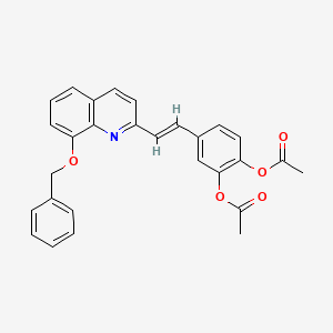 molecular formula C28H23NO5 B5467639 4-{2-[8-(benzyloxy)-2-quinolinyl]vinyl}-1,2-phenylene diacetate 