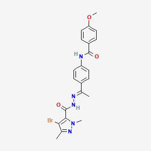 N-(4-{N-[(4-bromo-1,3-dimethyl-1H-pyrazol-5-yl)carbonyl]ethanehydrazonoyl}phenyl)-4-methoxybenzamide