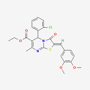 molecular formula C25H23ClN2O5S B5467657 ethyl 5-(2-chlorophenyl)-2-(3,4-dimethoxybenzylidene)-7-methyl-3-oxo-2,3-dihydro-5H-[1,3]thiazolo[3,2-a]pyrimidine-6-carboxylate 