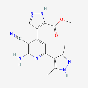 methyl 4-[2-amino-3-cyano-6-(3,5-dimethyl-1H-pyrazol-4-yl)pyridin-4-yl]-1H-pyrazole-3-carboxylate