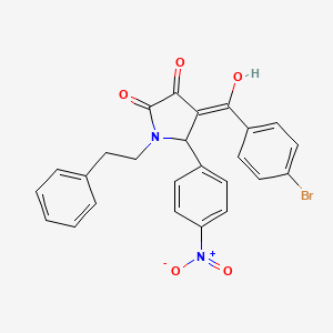 molecular formula C25H19BrN2O5 B5467694 (4Z)-4-[(4-bromophenyl)-hydroxymethylidene]-5-(4-nitrophenyl)-1-(2-phenylethyl)pyrrolidine-2,3-dione 