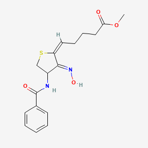 molecular formula C17H20N2O4S B5467764 methyl (5E)-5-[(3E)-4-benzamido-3-hydroxyiminothiolan-2-ylidene]pentanoate 