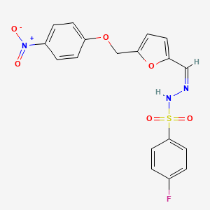 molecular formula C18H14FN3O6S B5467767 4-fluoro-N'-({5-[(4-nitrophenoxy)methyl]-2-furyl}methylene)benzenesulfonohydrazide 