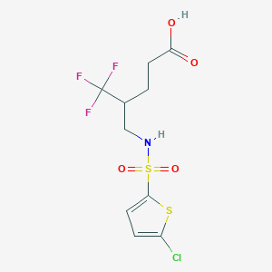 4-({[(5-chloro-2-thienyl)sulfonyl]amino}methyl)-5,5,5-trifluoropentanoic acid