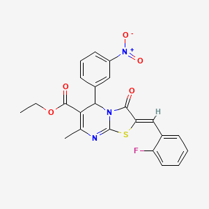 molecular formula C23H18FN3O5S B5467791 ethyl 2-(2-fluorobenzylidene)-7-methyl-5-(3-nitrophenyl)-3-oxo-2,3-dihydro-5H-[1,3]thiazolo[3,2-a]pyrimidine-6-carboxylate 