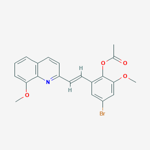 molecular formula C21H18BrNO4 B5467951 4-bromo-2-methoxy-6-[2-(8-methoxy-2-quinolinyl)vinyl]phenyl acetate 