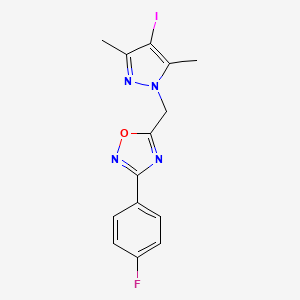 3-(4-fluorophenyl)-5-[(4-iodo-3,5-dimethyl-1H-pyrazol-1-yl)methyl]-1,2,4-oxadiazole