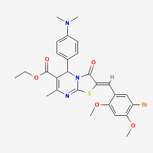 molecular formula C27H28BrN3O5S B5468084 ethyl 2-(5-bromo-2,4-dimethoxybenzylidene)-5-[4-(dimethylamino)phenyl]-7-methyl-3-oxo-2,3-dihydro-5H-[1,3]thiazolo[3,2-a]pyrimidine-6-carboxylate 