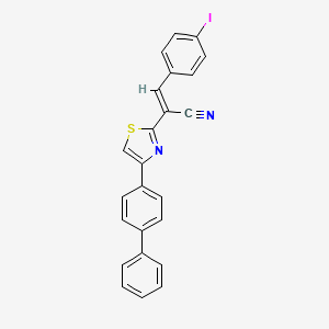 molecular formula C24H15IN2S B5468106 (2E)-2-(4-{[1,1'-Biphenyl]-4-YL}-1,3-thiazol-2-YL)-3-(4-iodophenyl)prop-2-enenitrile 