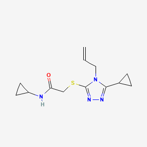 molecular formula C13H18N4OS B5468125 2-[(4-ALLYL-5-CYCLOPROPYL-4H-1,2,4-TRIAZOL-3-YL)SULFANYL]-N-CYCLOPROPYLACETAMIDE 