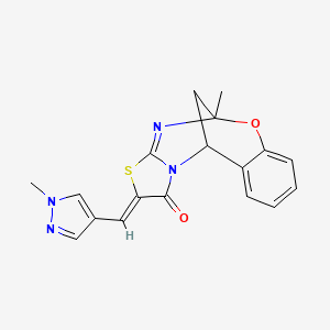 molecular formula C18H16N4O2S B5468167 (2Z)-5-METHYL-2-[(1-METHYL-1H-PYRAZOL-4-YL)METHYLENE]-5H,11H-5,11-METHANO[1,3]THIAZOLO[2,3-D][1,3,5]BENZOXADIAZOCIN-1(2H)-ONE 