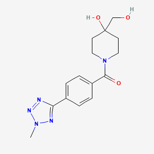 molecular formula C15H19N5O3 B5468208 4-(hydroxymethyl)-1-[4-(2-methyl-2H-tetrazol-5-yl)benzoyl]piperidin-4-ol 