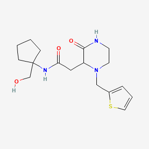 molecular formula C17H25N3O3S B5468236 N-[1-(hydroxymethyl)cyclopentyl]-2-[3-oxo-1-(2-thienylmethyl)-2-piperazinyl]acetamide 