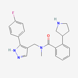 molecular formula C22H23FN4O B5468238 N-{[3-(4-fluorophenyl)-1H-pyrazol-4-yl]methyl}-N-methyl-2-(3-pyrrolidinyl)benzamide hydrochloride 