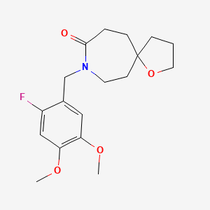 molecular formula C18H24FNO4 B5468247 9-[(2-Fluoro-4,5-dimethoxyphenyl)methyl]-1-oxa-9-azaspiro[4.6]undecan-8-one 