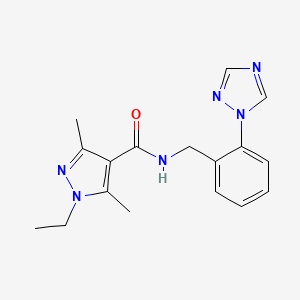 molecular formula C17H20N6O B5468299 1-ethyl-3,5-dimethyl-N-[2-(1H-1,2,4-triazol-1-yl)benzyl]-1H-pyrazole-4-carboxamide 