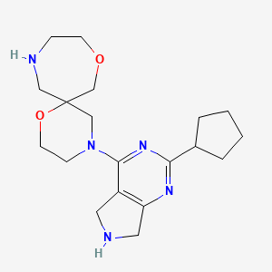 molecular formula C19H29N5O2 B5468301 4-(2-cyclopentyl-6,7-dihydro-5H-pyrrolo[3,4-d]pyrimidin-4-yl)-1,8-dioxa-4,11-diazaspiro[5.6]dodecane 