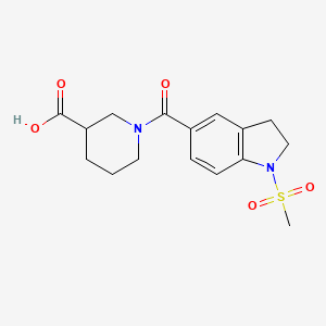 molecular formula C16H20N2O5S B5468322 1-{[1-(methylsulfonyl)-2,3-dihydro-1H-indol-5-yl]carbonyl}-3-piperidinecarboxylic acid 