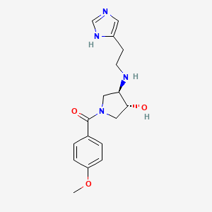 molecular formula C17H22N4O3 B5468339 (3R*,4R*)-4-{[2-(1H-imidazol-4-yl)ethyl]amino}-1-(4-methoxybenzoyl)-3-pyrrolidinol 