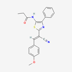 molecular formula C22H19N3O2S B5468393 N-{2-[1-cyano-2-(4-methoxyphenyl)vinyl]-4-phenyl-1,3-thiazol-5-yl}propanamide 