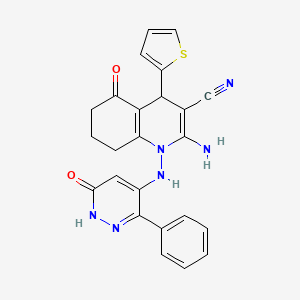 molecular formula C24H20N6O2S B5468407 2-AMINO-5-OXO-1-[(6-OXO-3-PHENYL-1,6-DIHYDRO-4-PYRIDAZINYL)AMINO]-4-(2-THIENYL)-1,4,5,6,7,8-HEXAHYDRO-3-QUINOLINECARBONITRILE 