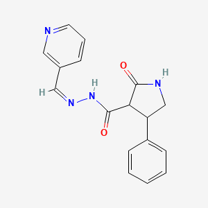 molecular formula C17H16N4O2 B5468438 2-oxo-4-phenyl-N-[(Z)-pyridin-3-ylmethylideneamino]pyrrolidine-3-carboxamide 