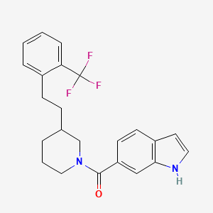 molecular formula C23H23F3N2O B5468497 6-[(3-{2-[2-(trifluoromethyl)phenyl]ethyl}-1-piperidinyl)carbonyl]-1H-indole 