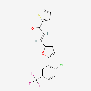 molecular formula C18H10ClF3O2S B5468513 (2E)-3-{5-[2-chloro-5-(trifluoromethyl)phenyl]furan-2-yl}-1-(thiophen-2-yl)prop-2-en-1-one 