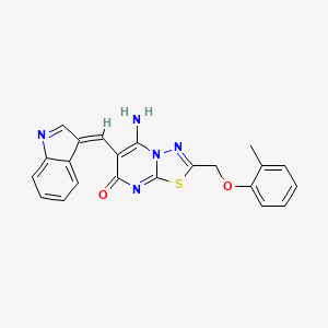 molecular formula C22H17N5O2S B5468529 5-imino-6-(1H-indol-3-ylmethylene)-2-[(2-methylphenoxy)methyl]-5,6-dihydro-7H-[1,3,4]thiadiazolo[3,2-a]pyrimidin-7-one 