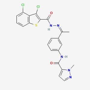 molecular formula C22H17Cl2N5O2S B5468575 N-(3-{N-[(3,4-dichloro-1-benzothien-2-yl)carbonyl]ethanehydrazonoyl}phenyl)-1-methyl-1H-pyrazole-5-carboxamide 