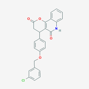 molecular formula C25H18ClNO4 B5468593 4-{4-[(3-chlorobenzyl)oxy]phenyl}-4,6-dihydro-2H-pyrano[3,2-c]quinoline-2,5(3H)-dione 