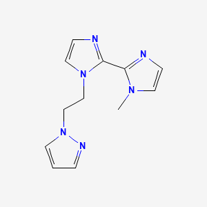 molecular formula C12H14N6 B5468628 1-methyl-1'-[2-(1H-pyrazol-1-yl)ethyl]-1H,1'H-2,2'-biimidazole 