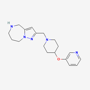 molecular formula C18H25N5O B5468702 2-{[4-(3-pyridinyloxy)-1-piperidinyl]methyl}-5,6,7,8-tetrahydro-4H-pyrazolo[1,5-a][1,4]diazepine 