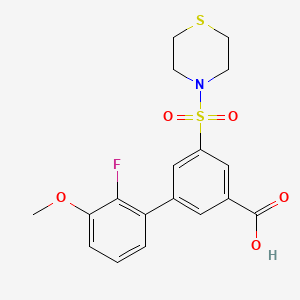 molecular formula C18H18FNO5S2 B5468778 2'-fluoro-3'-methoxy-5-(thiomorpholin-4-ylsulfonyl)biphenyl-3-carboxylic acid 