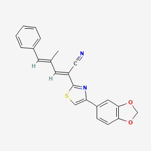 (2E,4E)-2-[4-(1,3-benzodioxol-5-yl)-1,3-thiazol-2-yl]-4-methyl-5-phenylpenta-2,4-dienenitrile