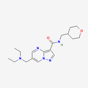 molecular formula C18H27N5O2 B5468817 6-[(diethylamino)methyl]-N-(tetrahydro-2H-pyran-4-ylmethyl)pyrazolo[1,5-a]pyrimidine-3-carboxamide 