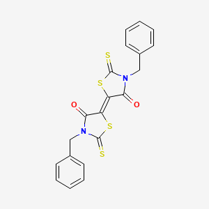 (5E)-3-benzyl-5-(3-benzyl-4-oxo-2-sulfanylidene-1,3-thiazolidin-5-ylidene)-2-sulfanylidene-1,3-thiazolidin-4-one