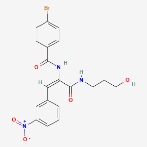 4-bromo-N-[(E)-3-(3-hydroxypropylamino)-1-(3-nitrophenyl)-3-oxoprop-1-en-2-yl]benzamide