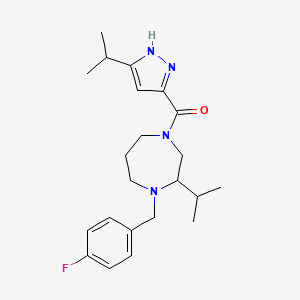 molecular formula C22H31FN4O B5468932 1-(4-fluorobenzyl)-2-isopropyl-4-[(3-isopropyl-1H-pyrazol-5-yl)carbonyl]-1,4-diazepane 