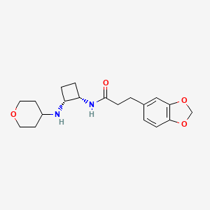 molecular formula C19H26N2O4 B5468936 3-(1,3-benzodioxol-5-yl)-N-[(1S,2R)-2-(oxan-4-ylamino)cyclobutyl]propanamide 