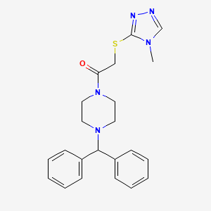 molecular formula C22H25N5OS B5468949 1-[4-(diphenylmethyl)piperazin-1-yl]-2-[(4-methyl-4H-1,2,4-triazol-3-yl)sulfanyl]ethanone 