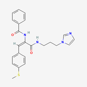 molecular formula C23H24N4O2S B5468962 N-{1-({[3-(1H-imidazol-1-yl)propyl]amino}carbonyl)-2-[4-(methylthio)phenyl]vinyl}benzamide 