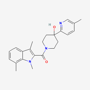 molecular formula C23H27N3O2 B5469058 4-(5-methylpyridin-2-yl)-1-[(1,3,7-trimethyl-1H-indol-2-yl)carbonyl]piperidin-4-ol 