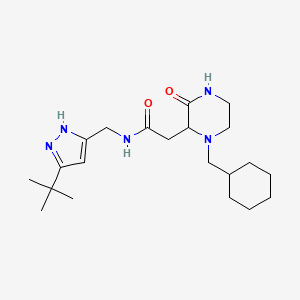 N-[(3-tert-butyl-1H-pyrazol-5-yl)methyl]-2-[1-(cyclohexylmethyl)-3-oxo-2-piperazinyl]acetamide